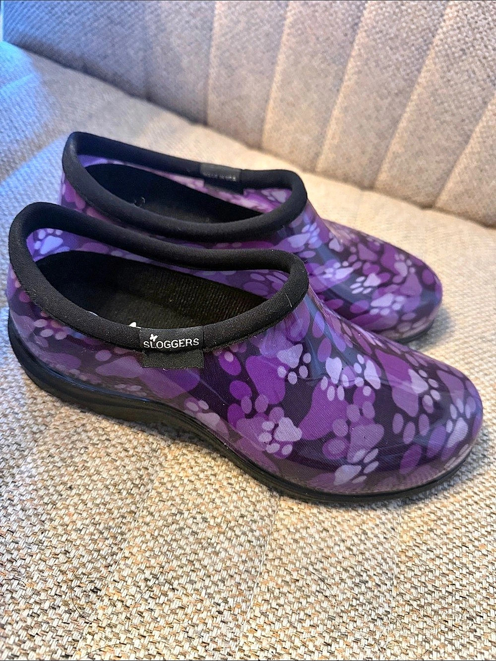 Sloggers Women's Paw Print Rain and Garden Shoes Purple & Black US 6